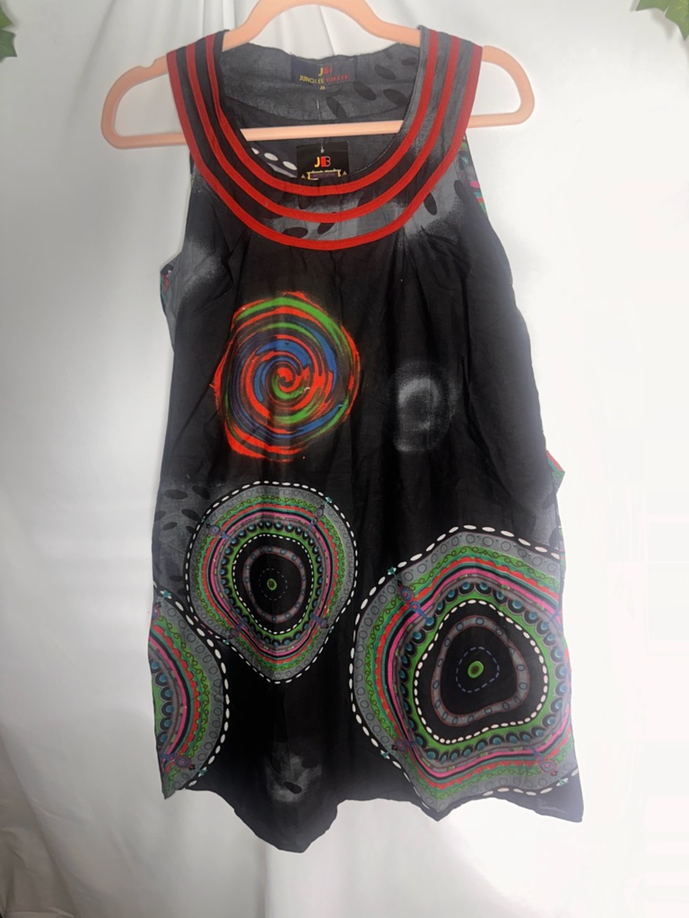 JB Black Midi Dress with Multicolor Swirl Print